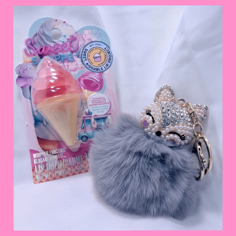 Whipped Frosting Lip BalmSparkling Fox  Key & Purse Charm Glam Bag Accessory